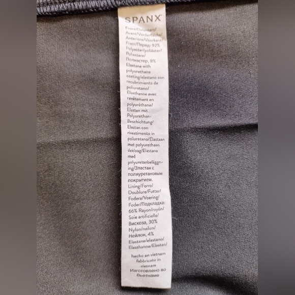 SPANX Faux Leather Combo Fitted Sheath Stretch Dress Luxe Black Size Large - Picture 11 of 13